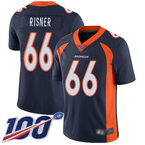 Men Denver Broncos #66 Dalton Risner Navy Blue Alternate Vapor Untouchable Limited Player 100th Season Football NFL Jersey